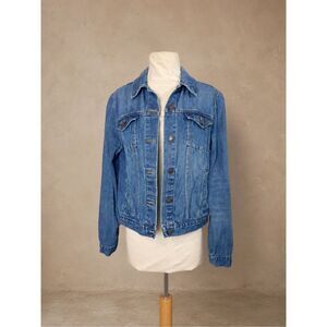 Forever 21 Sz M Blue Denim Jacket Cropped Trucker Style